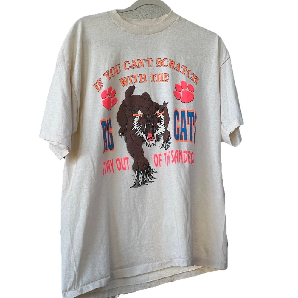 Vtg 80s Belton Big Cats Wildcat T Shirt XL Single Stitch 50/50 Puff Graphic USA
